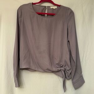 Socialite Mauve Side Tie Long Sleeve Blouse Keyhole Back — Size M